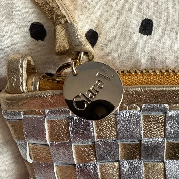 Clare V. Silver and Gold Woven Flat Clutch w/tabs - Picture 3 of 8